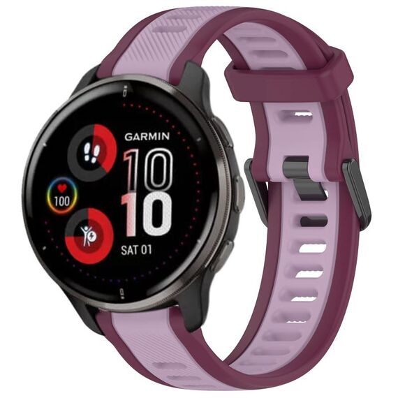 Per cinturino in silicone testurizzato bicolore Garmin Venu 2 Plus da 20 mm (viola)