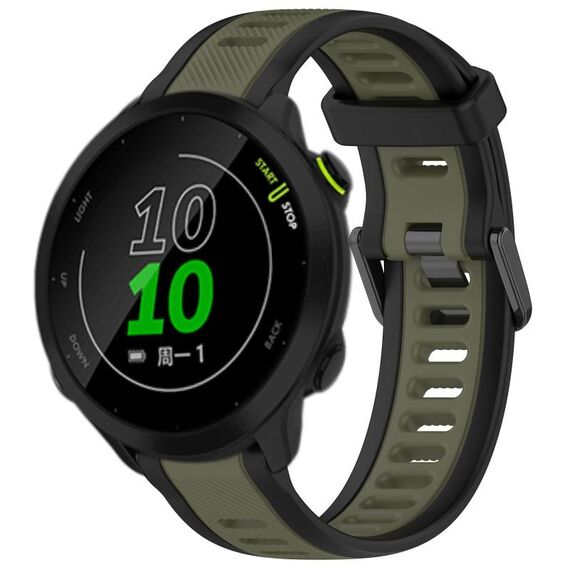 Per cinturino in silicone strutturato bicolore Garmin Forerunner 158 da 20 mm (verde + nero)