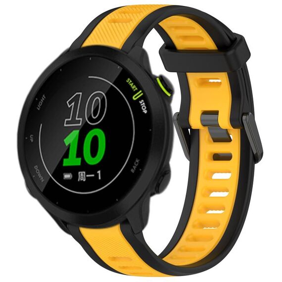 Per cinturino in silicone strutturato bicolore Garmin Forerunner 158 da 20 mm (giallo + nero)