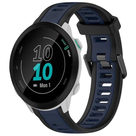 Per cinturino in silicone strutturato bicolore Garmin Forerunner 55 da 20 mm (blu notte + nero)