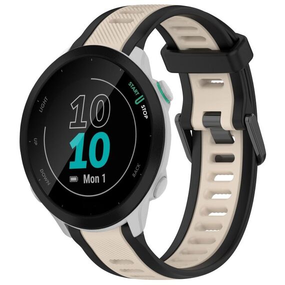 Per cinturino in silicone testurizzato bicolore Garmin Forerunner 55 da 20 mm (Starlight + nero)
