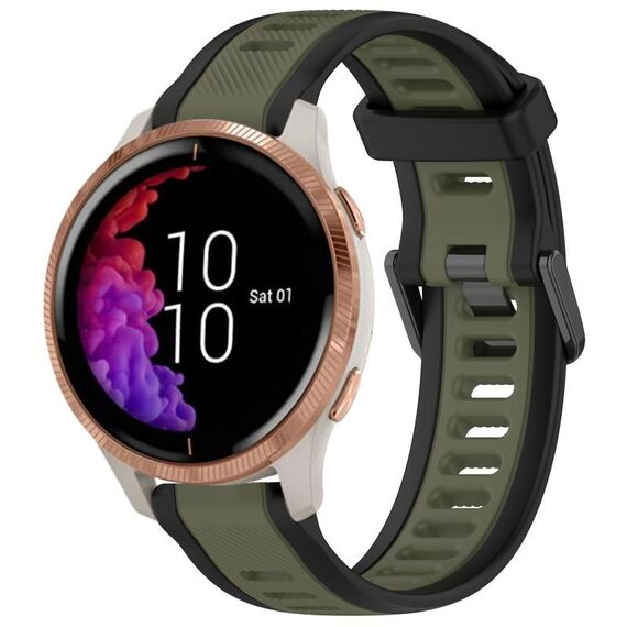 Per cinturino in silicone strutturato bicolore Garmin Venu da 20 mm (verde + nero)