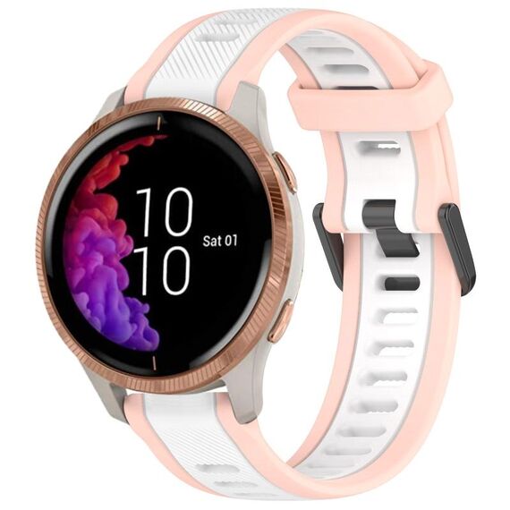 Per cinturino in silicone testurizzato bicolore Garmin Venu da 20 mm (bianco + rosa)