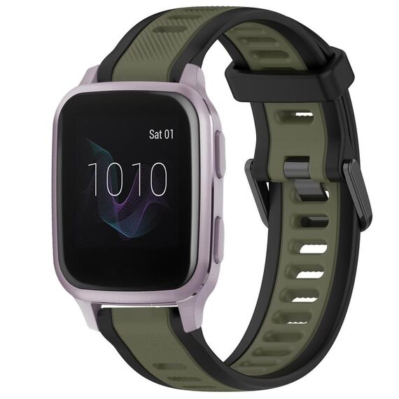 Per cinturino in silicone strutturato bicolore Garmin Venu SQ da 20 mm (verde + nero)