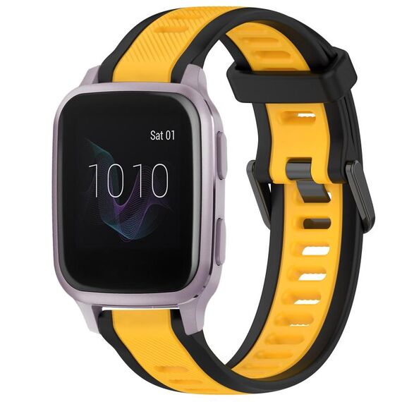 Per cinturino in silicone strutturato bicolore Garmin Venu SQ da 20 mm (giallo + nero)