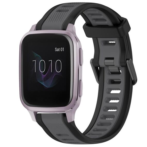 Per cinturino in silicone strutturato bicolore Garmin Venu SQ da 20 mm (grigio + nero)