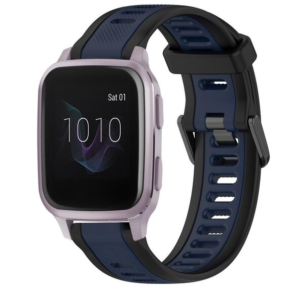 Per cinturino in silicone testurizzato bicolore Garmin Venu SQ da 20 mm (blu notte + nero)