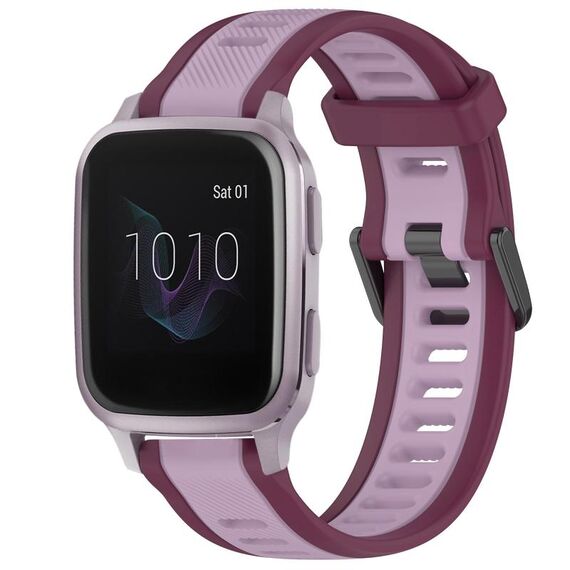 Per cinturino per orologio in silicone testurizzato bicolore Garmin Venu SQ da 20 mm (viola)