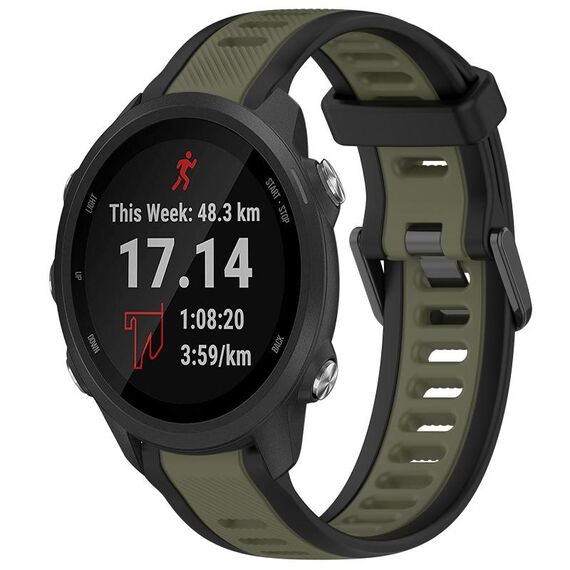 Per Garmin Forerunner 245/245 Music 20mm cinturino in silicone strutturato bicolore (verde + nero)