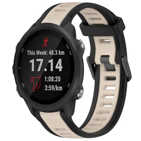 Per Garmin Forerunner 245/245 Music cinturino in silicone strutturato bicolore da 20 mm (Starlight + nero)