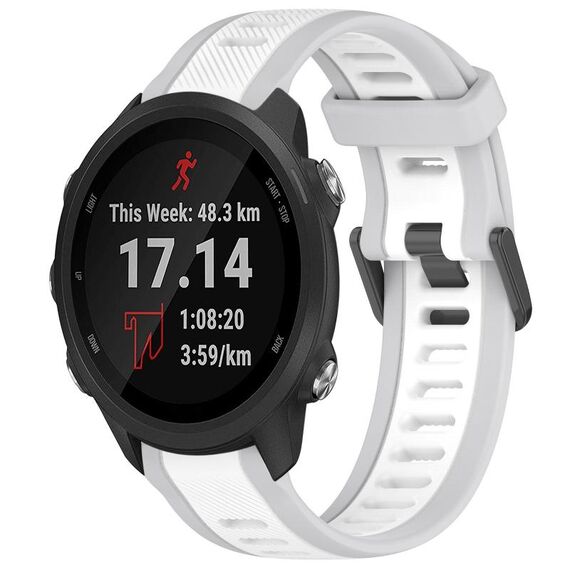 Per Garmin Forerunner 245/245 Music 20mm cinturino in silicone strutturato bicolore (bianco + grigio)