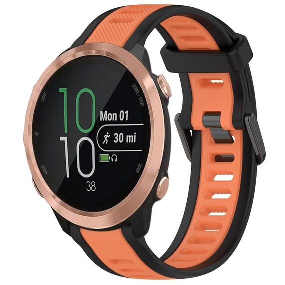 Per Garmin Forerunner 645/645 Music 20mm cinturino in silicone strutturato bicolore (arancione + nero)