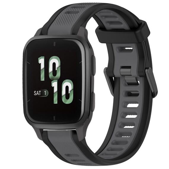 Per cinturino per orologio in silicone testurizzato bicolore Garmin Forerunner Sq2 / Sq2 Music da 20 mm (grigio + nero)