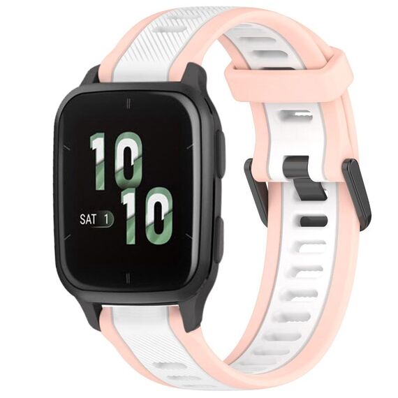 Per cinturino per orologio in silicone testurizzato bicolore Garmin Forerunner Sq2 / Sq2 Music da 20 mm (bianco+rosa)
