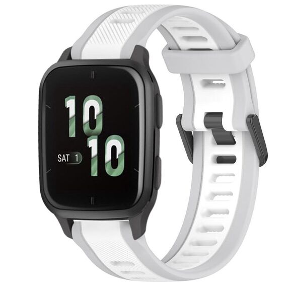 Per cinturino per orologio in silicone testurizzato bicolore Garmin Forerunner Sq2 / Sq2 Music da 20 mm (bianco + grigio)
