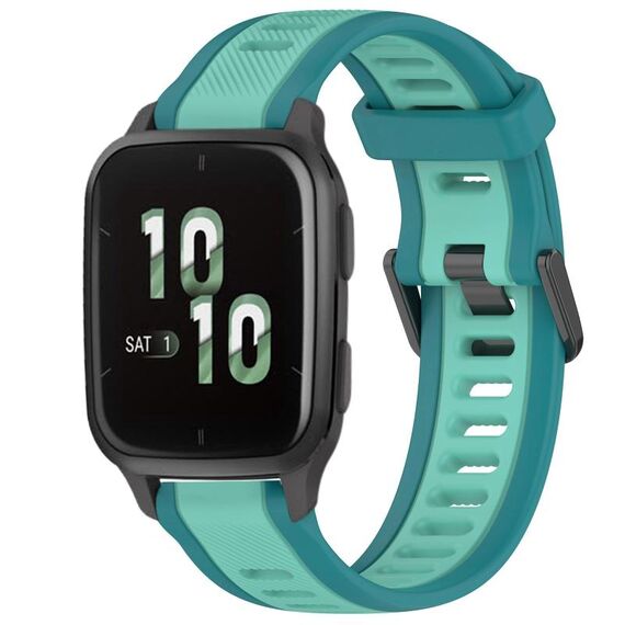 Per cinturino per orologio in silicone testurizzato bicolore Garmin Forerunner Sq2 / Sq2 Music da 20 mm (verde acqua)