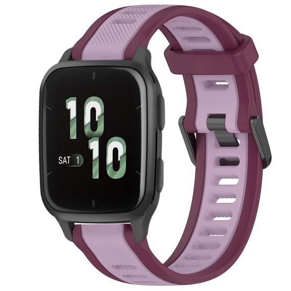 Per cinturino per orologio in silicone testurizzato bicolore Garmin Forerunner Sq2 / Sq2 Music da 20 mm (viola)