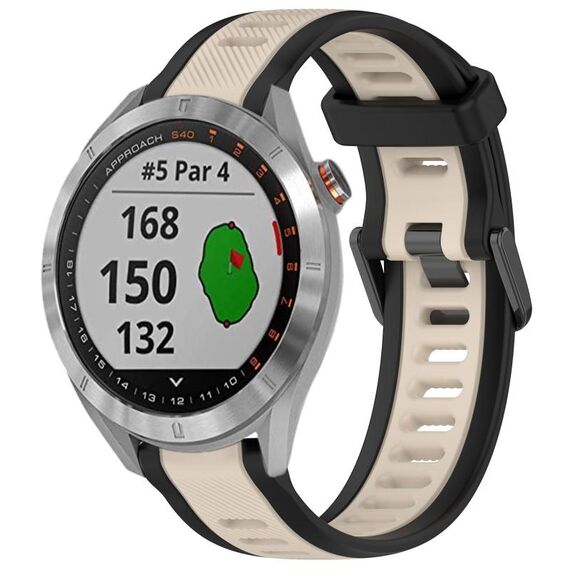 Per cinturino in silicone testurizzato bicolore Garmin Approach S40 da 20 mm (Starlight + nero)
