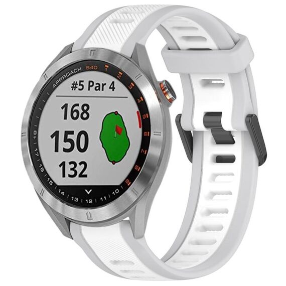 Per cinturino in silicone strutturato bicolore Garmin Approach S40 da 20 mm (bianco + grigio)