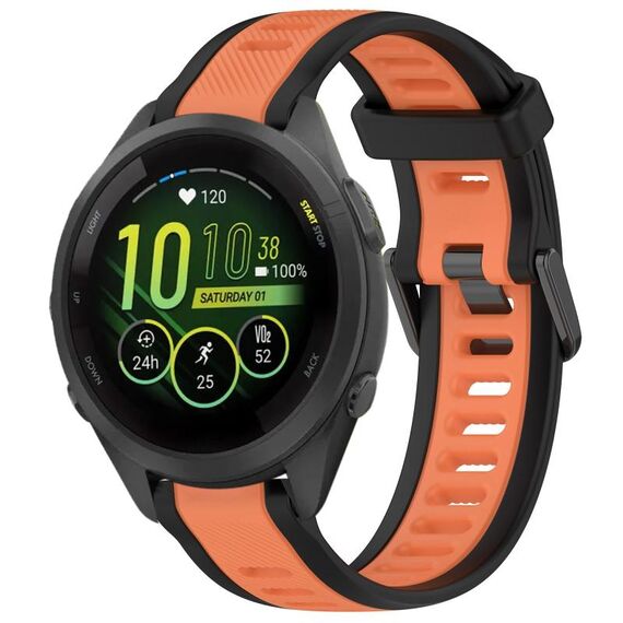 Per cinturino in silicone strutturato bicolore Garmin Forerunner 265S 18 mm (arancione + nero)