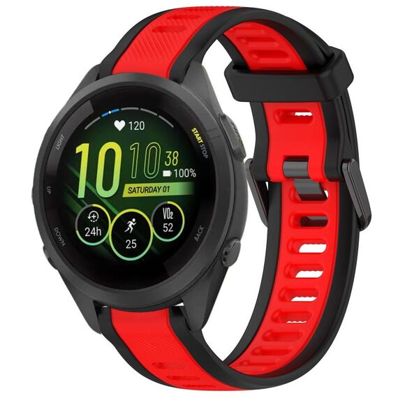 Per cinturino in silicone strutturato bicolore Garmin Forerunner 265S 18 mm (rosso + nero)
