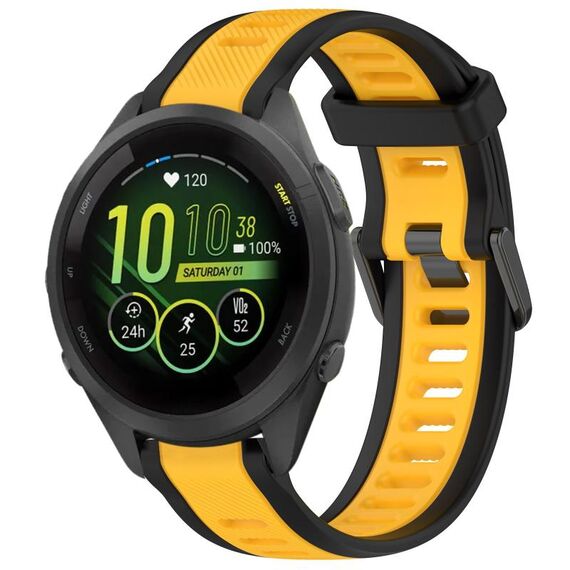 Per cinturino in silicone strutturato bicolore Garmin Forerunner 265S 18 mm (giallo + nero)