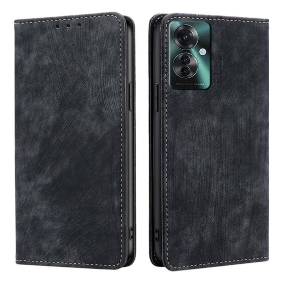 Per OPPO Reno11 F 5G RFID Custodia antifurto in pelle magnetica per telefono (nero)
