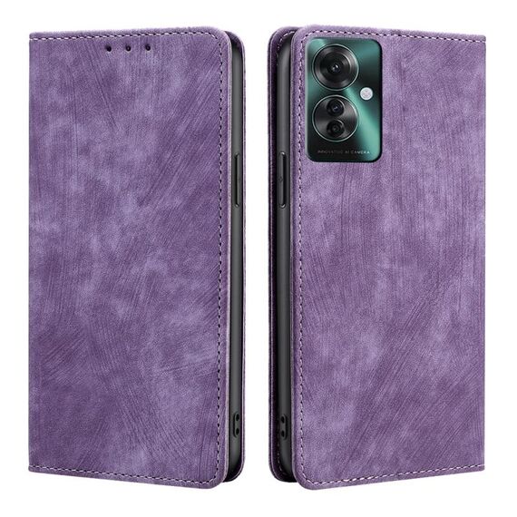 Per OPPO Reno11 F 5G RFID Custodia antifurto in pelle magnetica per telefono (viola)