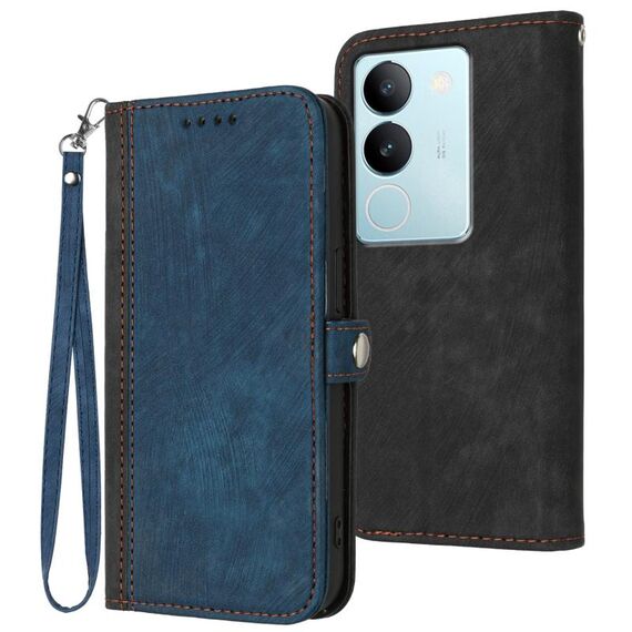 Per vivo V29 5G Global/V29 Pro Custodia per cellulare in pelle con fibbia laterale doppia piega (Royal)
