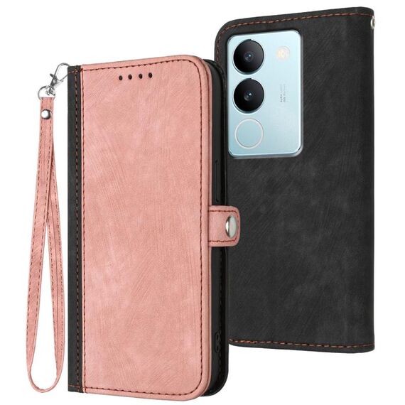Per vivo V29 5G Global/V29 Pro Custodia per cellulare in pelle con fibbia laterale doppia piega (rosa)