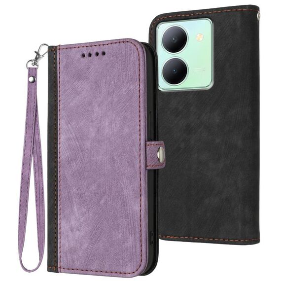 Per vivo Y27 5G/Y36 4G Global Side Buckle Doppia Piega Cinturino in pelle Custodia per cellulare (Viola)