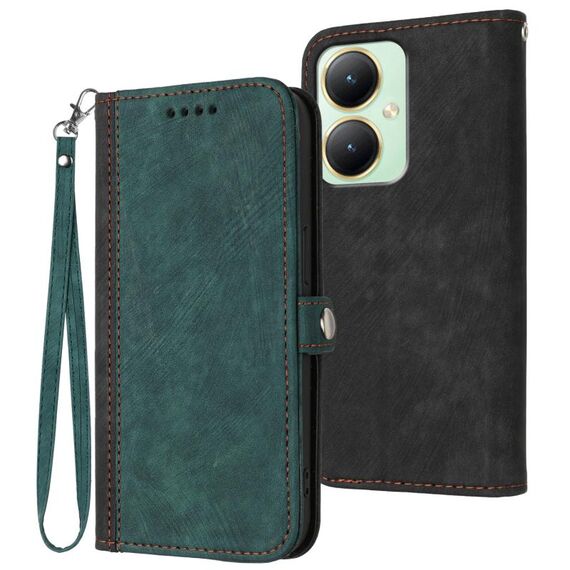 Per vivo Y27 4G Global Side Buckle Doppia Piega Cinturino in pelle Custodia per cellulare (Verde scuro)