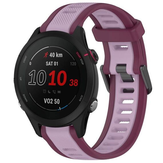 Per cinturino per orologio in silicone strutturato bicolore da 18 mm Garmin Forerunner 255S Music (viola)