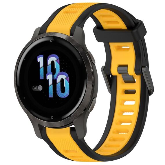 Per cinturino in silicone strutturato bicolore Garmin Venu 2S 18mm (giallo + nero)