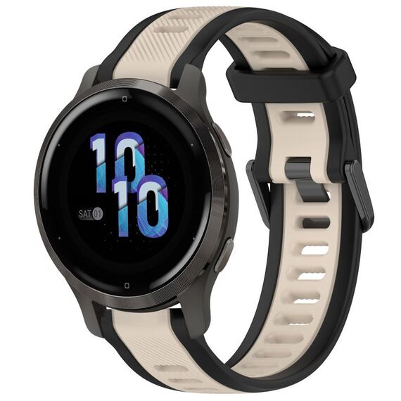 Per cinturino in silicone testurizzato bicolore Garmin Venu 2S 18 mm (Starlight + nero)