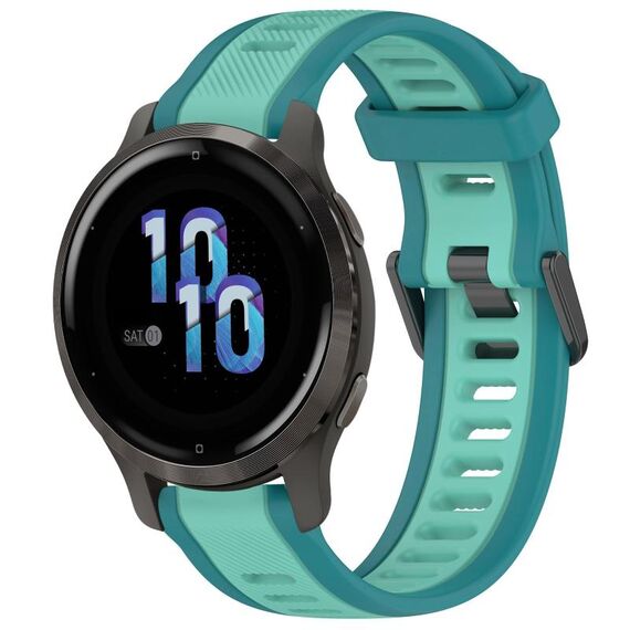 Per cinturino per orologio in silicone testurizzato bicolore Garmin Venu 2S 18 mm (verde acqua)