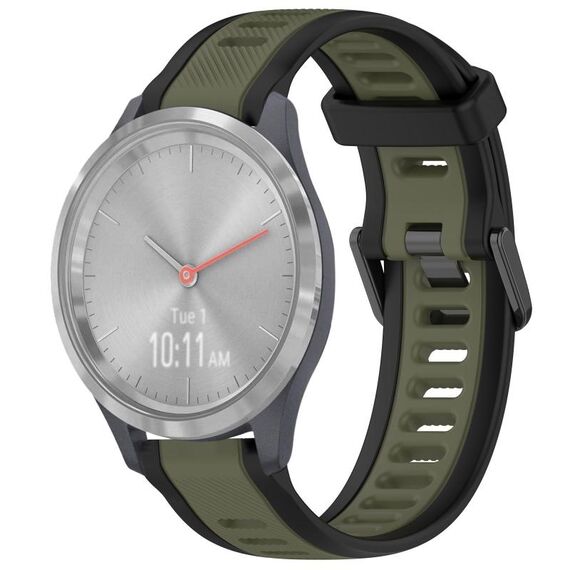 Per cinturino in silicone strutturato bicolore Garmin Vivomove 3S 18mm (verde + nero)