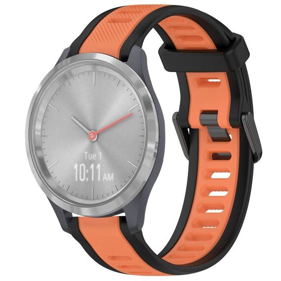 Per cinturino in silicone strutturato bicolore Garmin Vivomove 3S 18mm (arancione + nero)