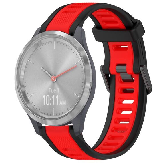 Per cinturino in silicone strutturato bicolore Garmin Vivomove 3S 18mm (rosso + nero)