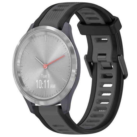 Per cinturino in silicone strutturato bicolore Garmin Vivomove 3S 18mm (grigio + nero)