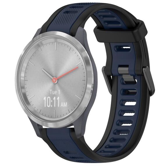 Per cinturino in silicone strutturato bicolore Garmin Vivomove 3S 18mm (blu notte + nero)