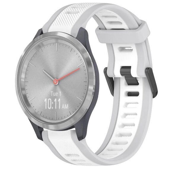 Per cinturino in silicone strutturato bicolore Garmin Vivomove 3S 18mm (bianco + grigio)