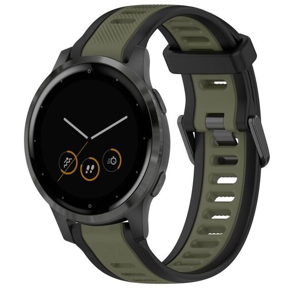Per cinturino in silicone testurizzato bicolore Garmin Vivoactive 4S 18mm (verde + nero)