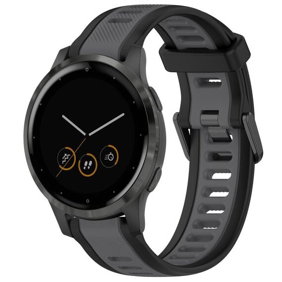 Per cinturino in silicone strutturato bicolore Garmin Vivoactive 4S 18mm (grigio + nero)