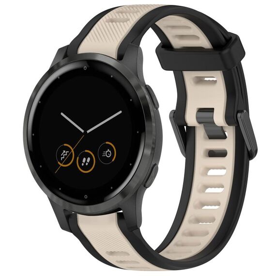 Per cinturino in silicone testurizzato bicolore Garmin Vivoactive 4S 18mm (Starlight + nero)