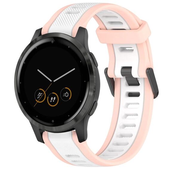 Per cinturino in silicone strutturato bicolore Garmin Vivoactive 4S 18mm (bianco + rosa)