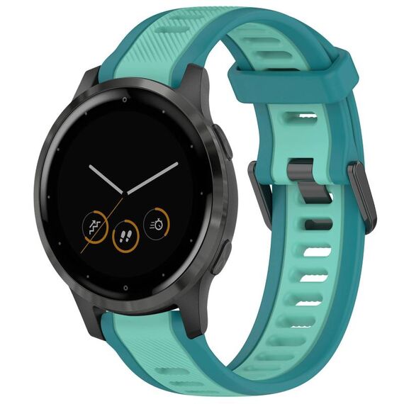 Per cinturino per orologio in silicone testurizzato bicolore Garmin Vivoactive 4S 18mm (verde acqua)