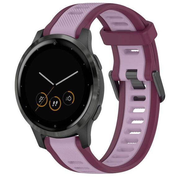 Per cinturino in silicone testurizzato bicolore Garmin Vivoactive 4S 18mm (viola)