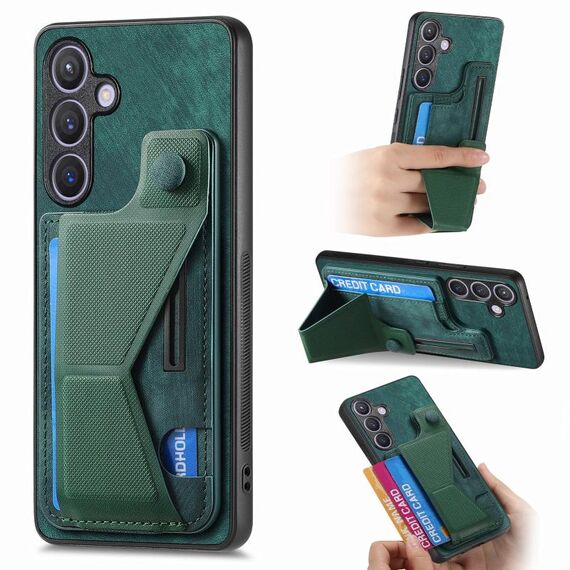 Per Samsung Galaxy S24+ 5G II Custodia per telefono con slot per scheda con supporto scorrevole a forma di K (verde)