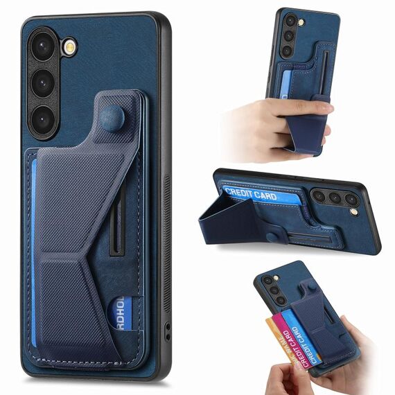 Per Samsung Galaxy S23+ 5G II Custodia per telefono con slot per scheda con supporto scorrevole a forma di K (blu)